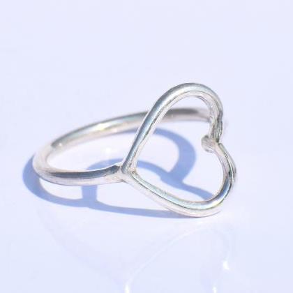 Minimalist Heart Ring, Hollow Heart, 925 Sterling..