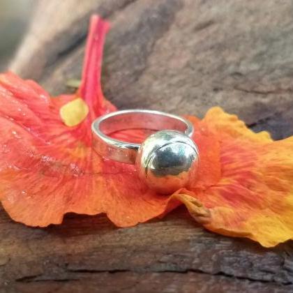 Single Ball Ring, Silver Ring, Handmade Ring,..