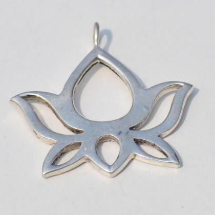 Delicate Lotus Flower Pendant, Sterling Silver..