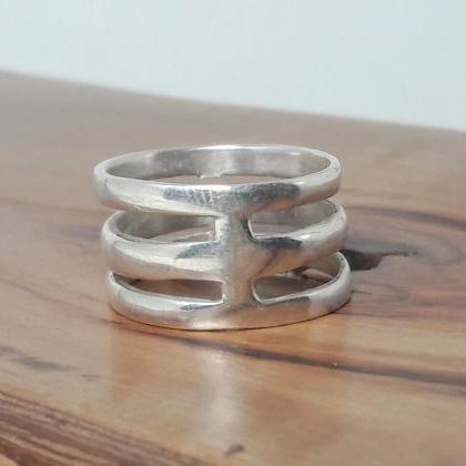 Silver Band Ring, 925 Sterling Silver Ring, Triple..