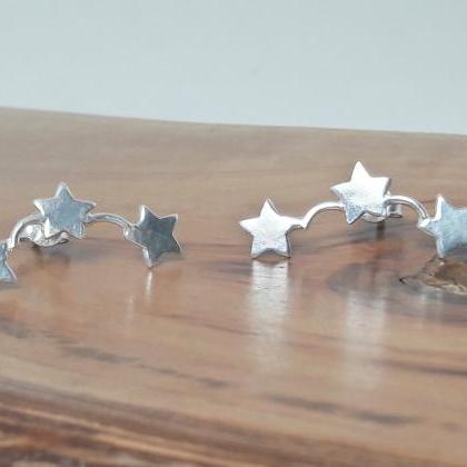 Star Earrings, 925 Silver Earrings, Long Earrings,..