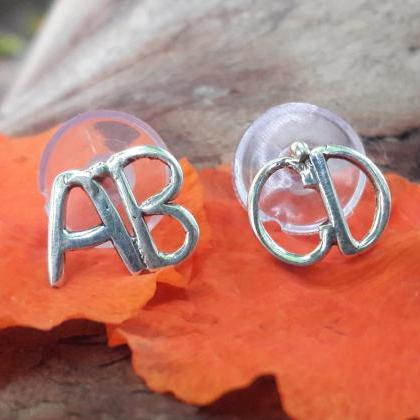 Alphabetic Style Earrings, Sterling Silver..
