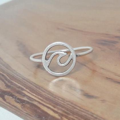 Silver Wave Ring, 925 Sterling Silver Ring, Unisex..