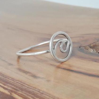 Silver Wave Ring, 925 Sterling Silver Ring, Unisex..