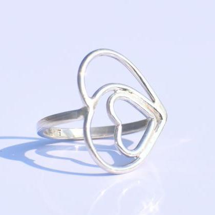 Heart Ring, Silver Heart Ring, Handmade Ring, 925..