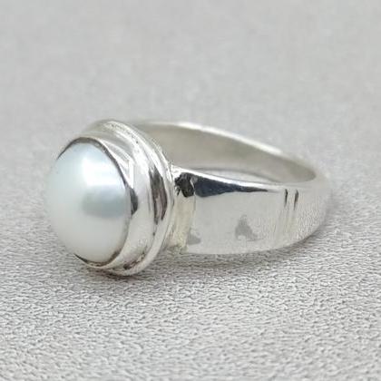 Baroque Pearl Ring, 925 Sterling Silver Ring,..