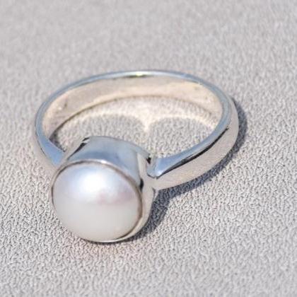 Pearl Ring, Fresh Water Pearl, Sterling Silver..