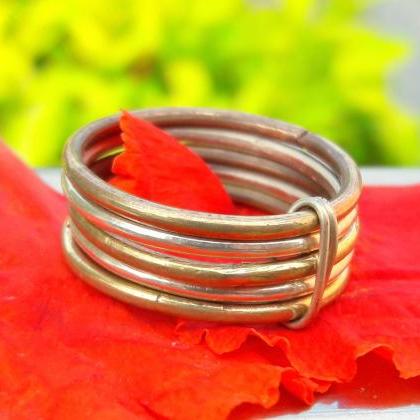 Silver-Copper Mix Band Ring, Sterli..