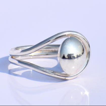 Silver Ball Ring, Adjustable Ring, 925 Sterling..