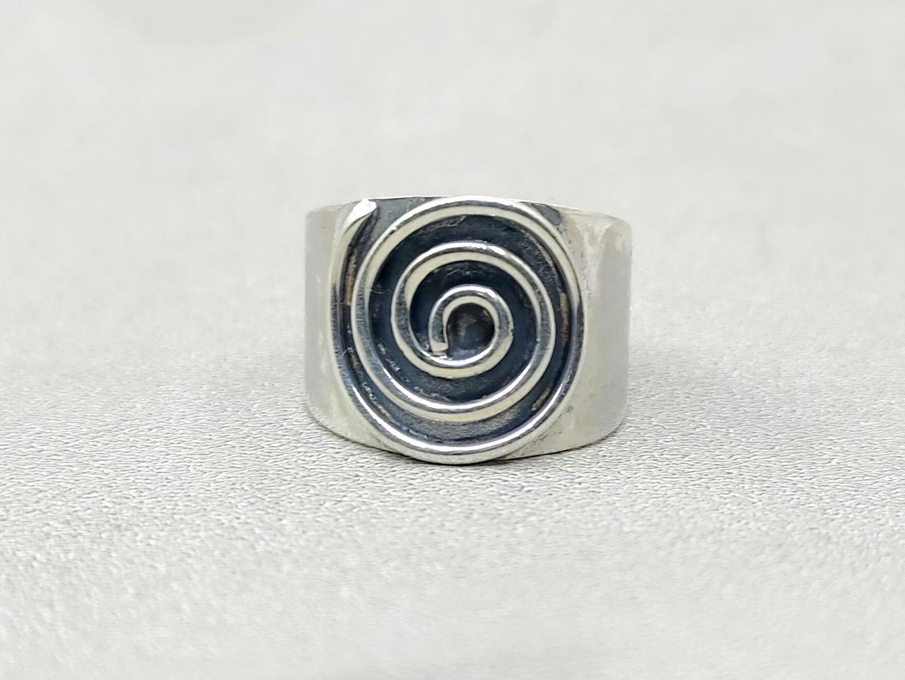 Spiral Ring, Band Ring, 925 Silver Ring, Handmade Ring, Bohemian Ring, 20mm Wide Ring, Meditation Ring, Anxiety Ring, Swirl Ring, Fine Ring