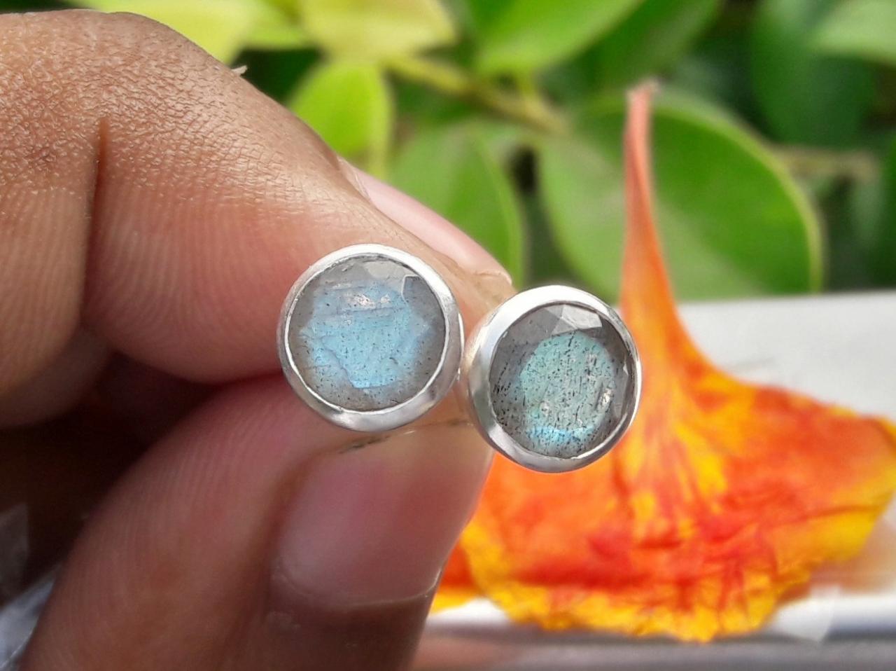 Faceted Labradorite, Earrings Studs, Sterling Silver Studs, Natural Labradorite, Zodiac Gemstone, Bohemian Jewelry, Vintage Jewelry, Gift
