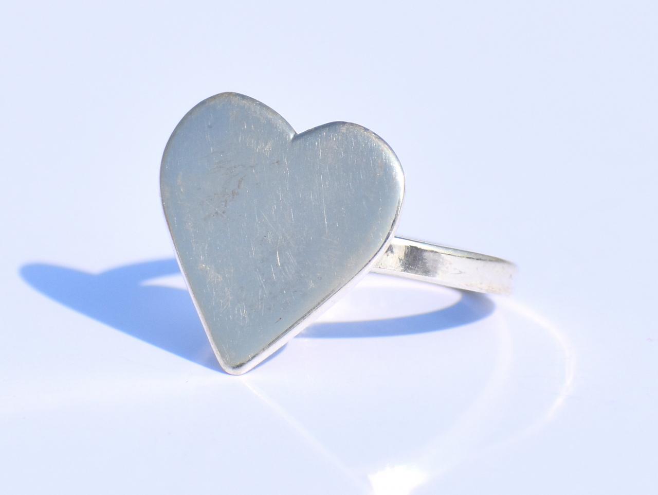 Heart Ring, Love Ring, Minimalist Heart Ring, Sterling Silver Ring, Statement Ring, Bohemian Ring, Promise Ring, Handmade Ring, Gift For Her