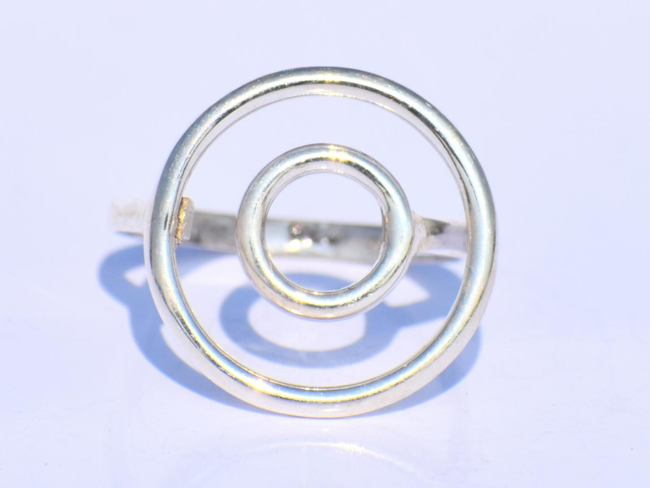 Hollow Circle Ring, Sterling Silver Ring, Adjustable Ring, Minimalist Ring, Stackable Ring, Midi Ring, Bridel Ring, Wedding Ring, Boho Ring