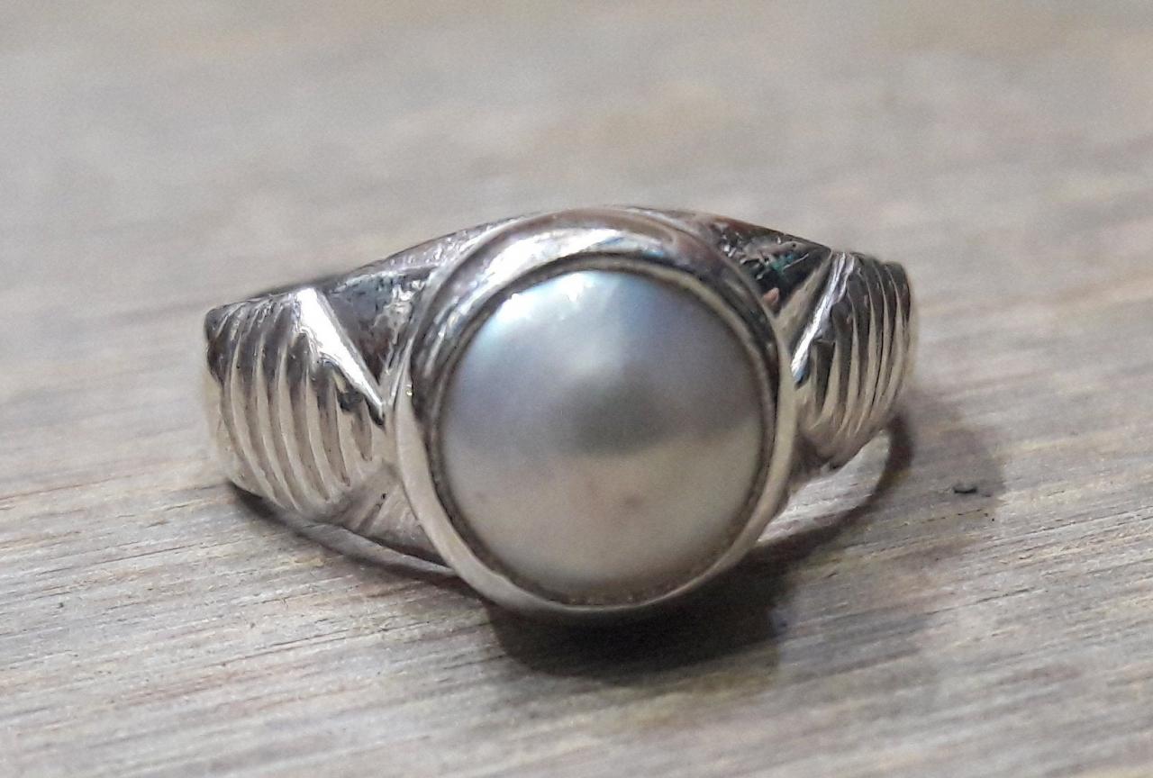 Design Pearl Ring, 925 Sterling Silver Ring, Simple Ring, Fresh Gemstone Ring, Gift For Her