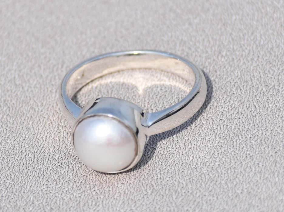 Pearl Ring, Fresh Water Pearl, Sterling Silver Ring, Dainty Ring, Simple Ring, Bohemian Ring, Birthstone Ring, Gemstone Ring, Ring For Her