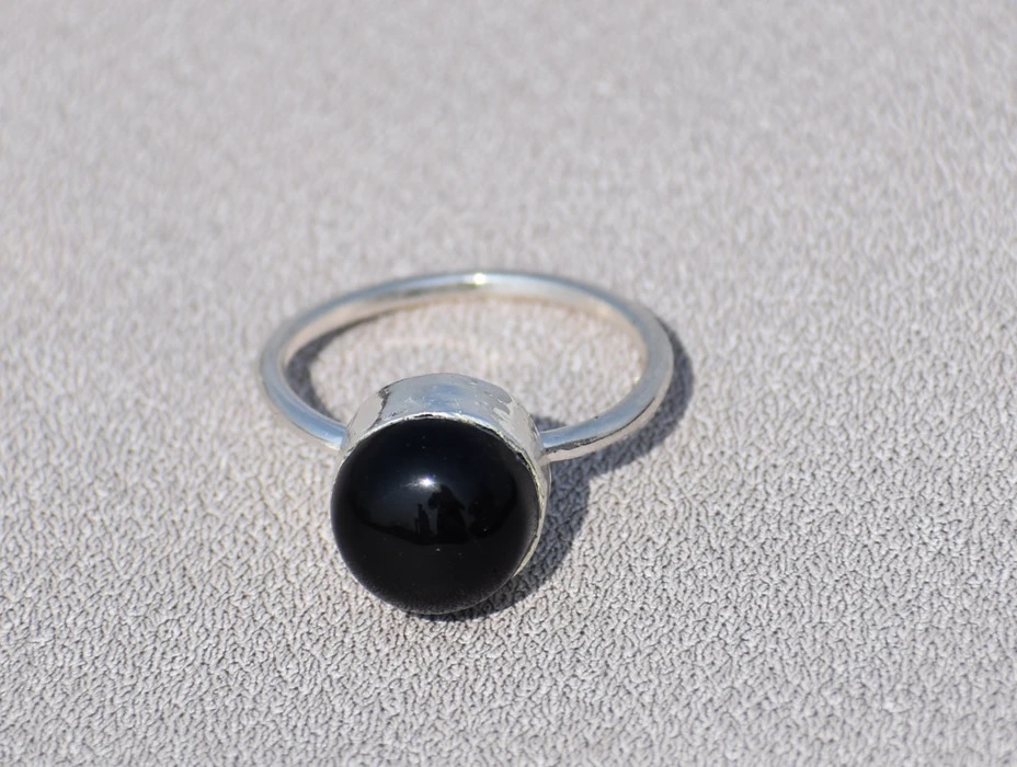 Black Onyx Ring, 925 Silver Ring, Handmade Ring, Stone Ring, Round Stone Ring, Statement Ring, Anniversary Gift, Gift For Her, Boho Jewelry