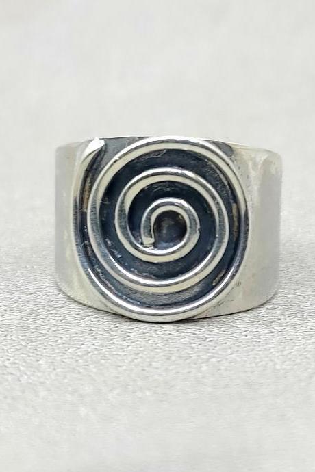 Spiral Ring, Band Ring, 925 Silver Ring, Handmade Ring, Bohemian Ring, 20mm Wide Ring, Meditation Ring, Anxiety Ring, Swirl Ring, Fine Ring