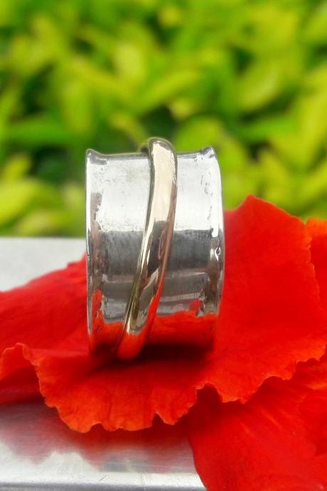 Spinner Ring, Sterling Silver Ring, Fidget Ring, Chunky Ring, Statement Jewelry, Unisex Band, Birthday Gift, Gift For Her, Bohemian Jewelry