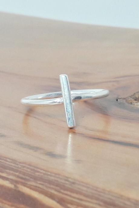 Minimalist Bar Ring, Sterling Silver Bar Ring, Dainty Ring, Thin Ring, Unisex Ring, Solid Silver Ring, Piece Ring, Christmas Gift,