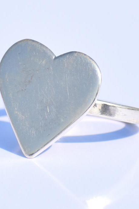 Heart Ring, Love Ring, Minimalist Heart Ring, Sterling Silver Ring, Statement Ring, Bohemian Ring, Promise Ring, Handmade Ring, Gift For Her