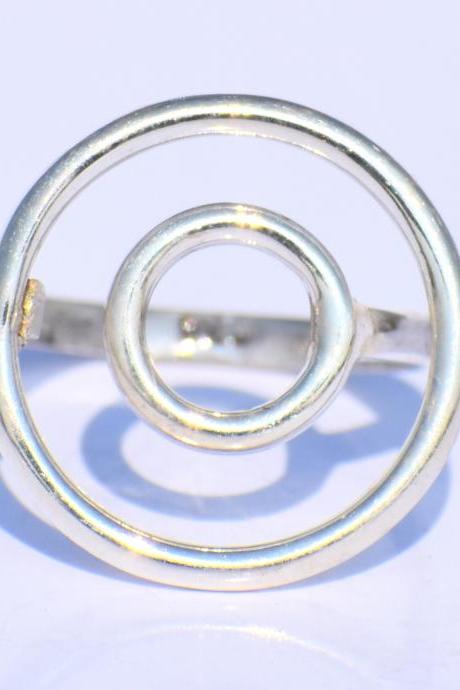 Hollow Circle Ring, Sterling Silver Ring, Adjustable Ring, Minimalist Ring, Stackable Ring, Midi Ring, Bridel Ring, Wedding Ring, Boho Ring