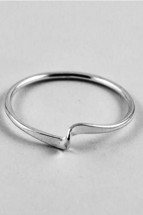 Bend Ring, Sterling Silver Ring, Thin Ring, Dainty Ring, Midi Ring, Anniversary Gift, Unique Ring, Unisex Ring, Christmas Gift, Ring For Her