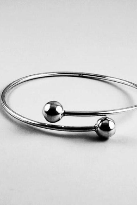 Double Ball Ring, Minimalist Jewelry, Bohemian Jewelry, Handmade Jewelry, Expensive Jewelry, Adjustable Ring, Women's Sterling Silver Ring