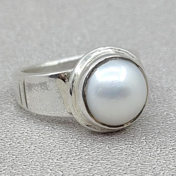 Baroque Pearl Ring, 925 Sterling Silver Ring, Chunky Pearl Ring, White Pearl Ring, Gemstone Ring, Mabe Pearl Ring, personalized Design Ring